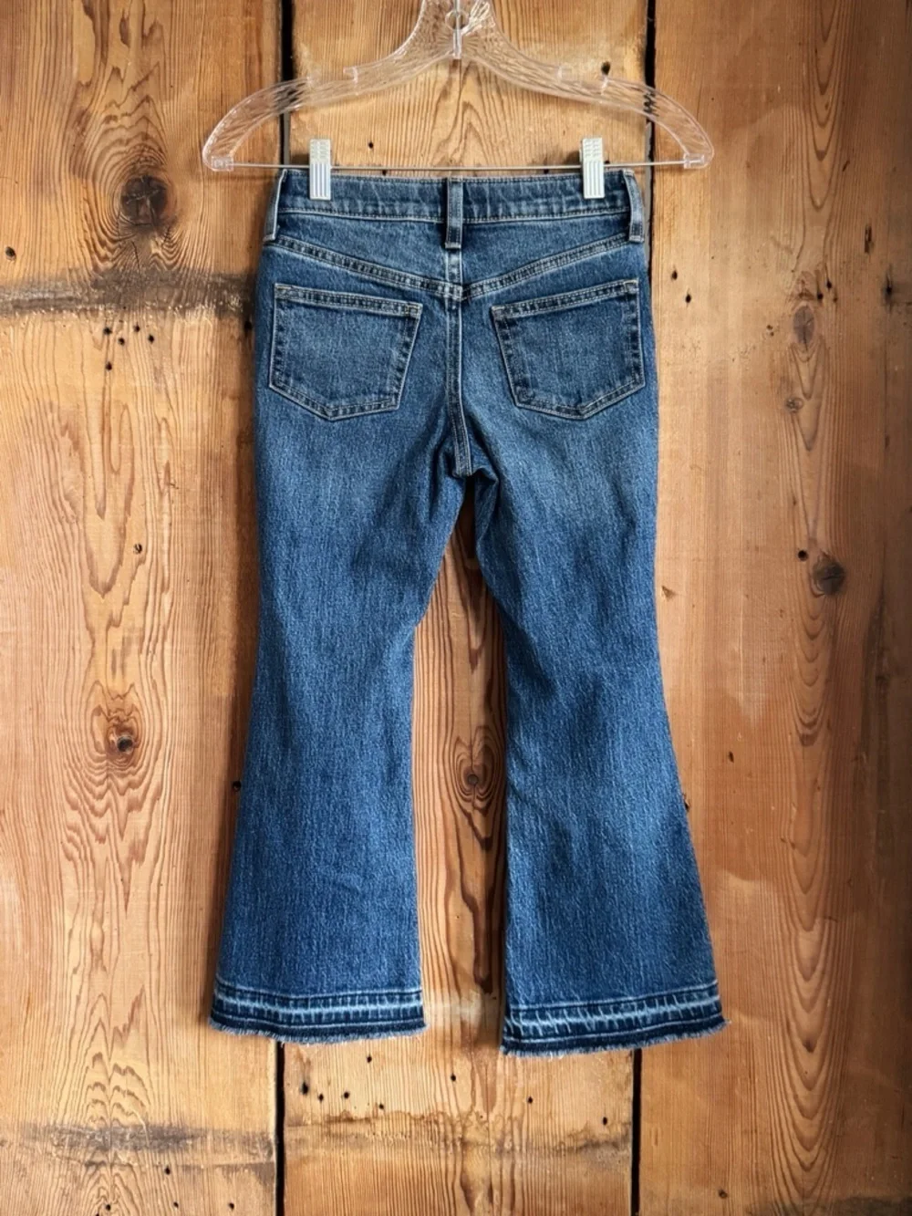 Sz 7 Girl’s Old Navy Medium Wash High-Waisted Denim Ripped Flare Jeans NWOT